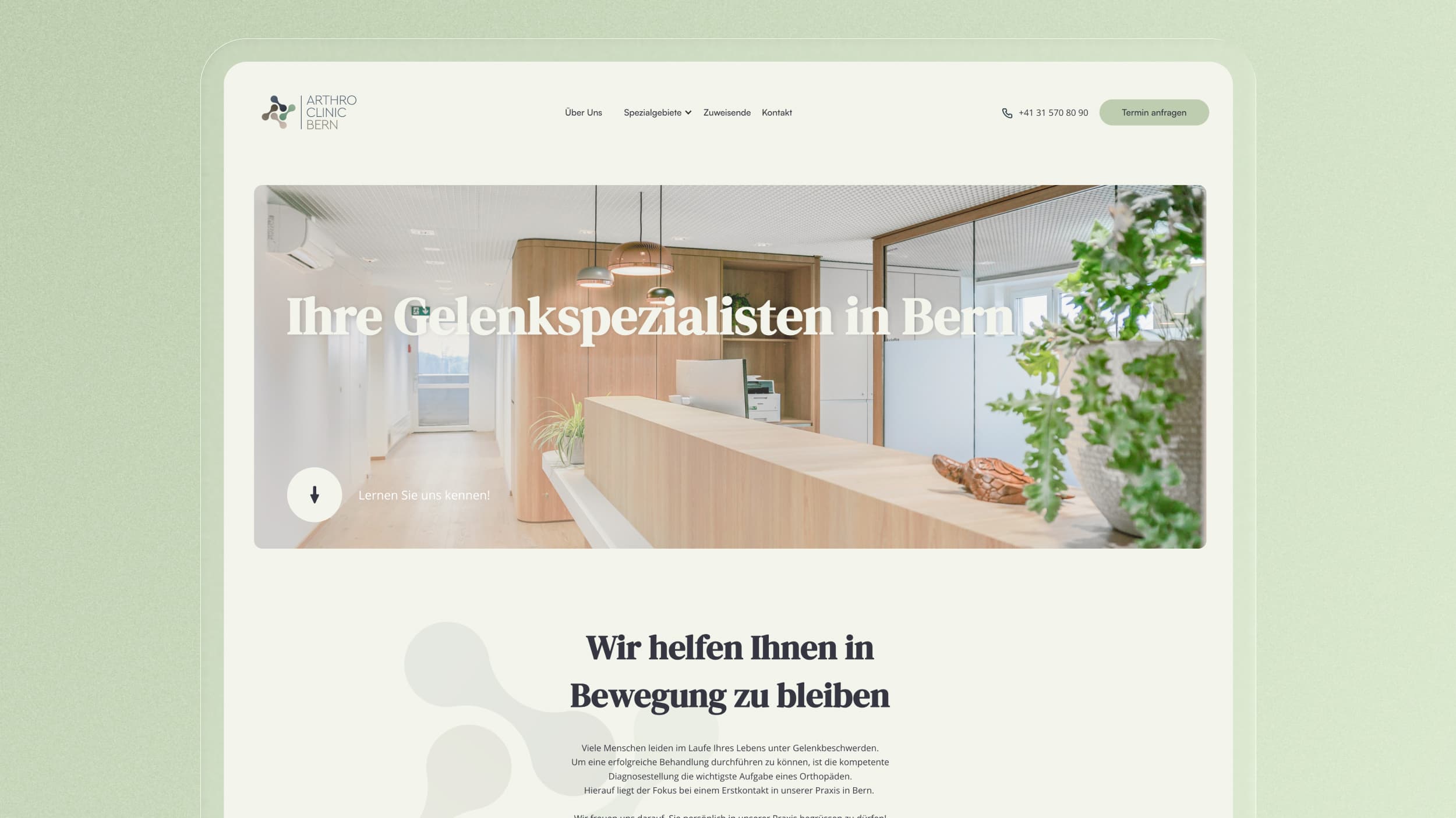 ArthroClinic Bern – Webseite im Überblick