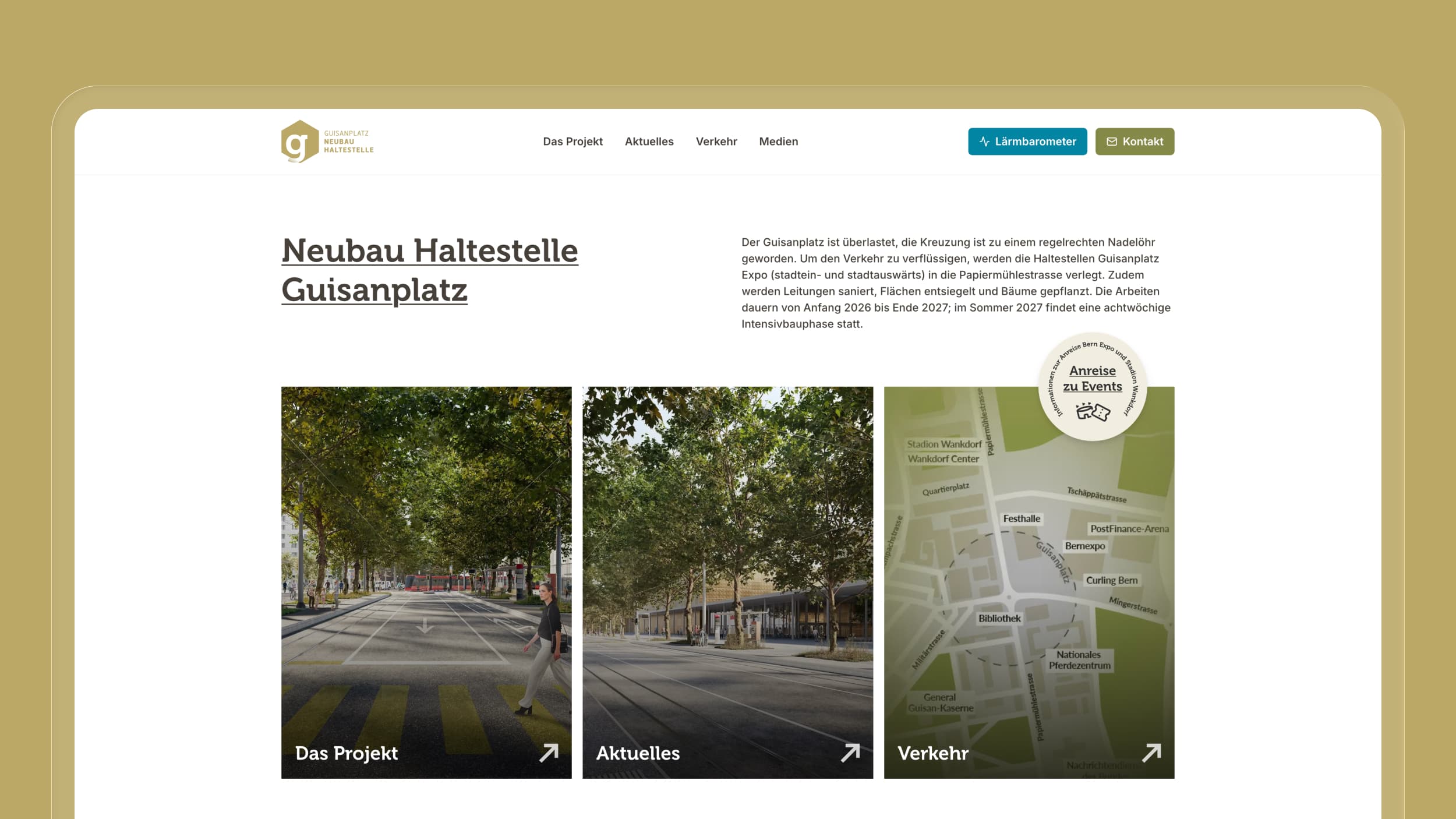 Webseite zur Haltestelle Guisanplatz im Überblick