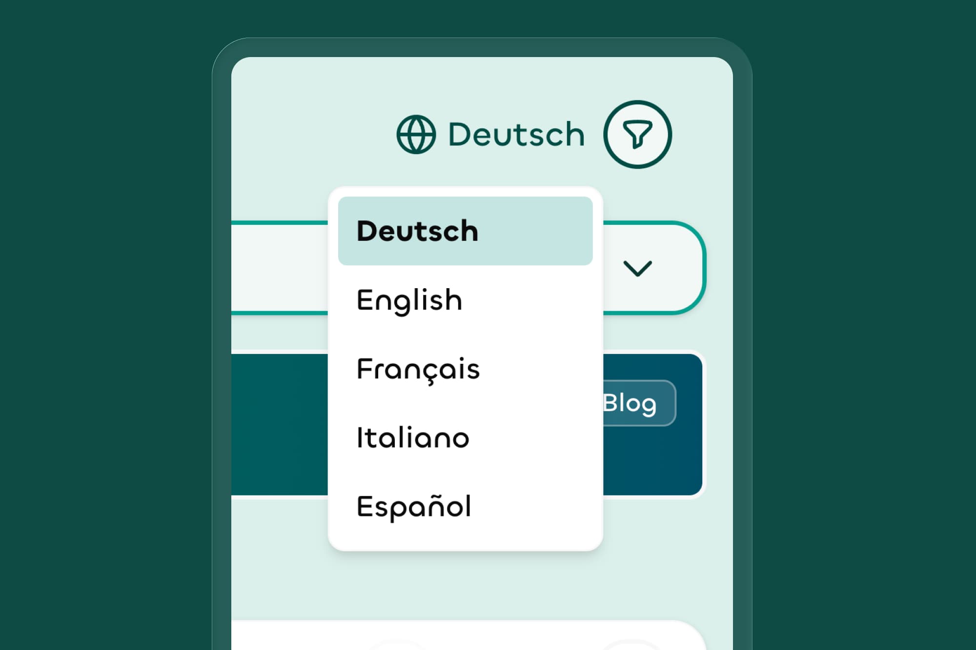 Sprachauswahl in Medimile